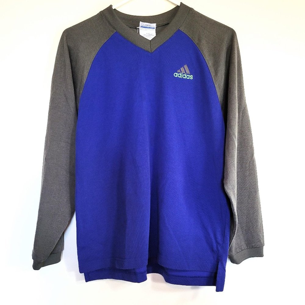 3/$20 Adidas Blue & Gray V-Neck Long Sleeve Shirt